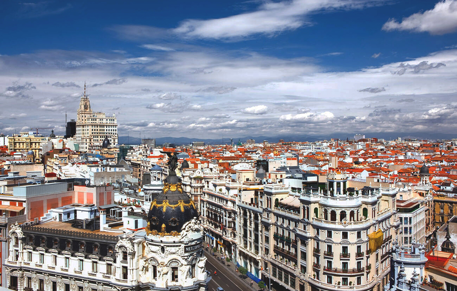 Madrid top view of the city