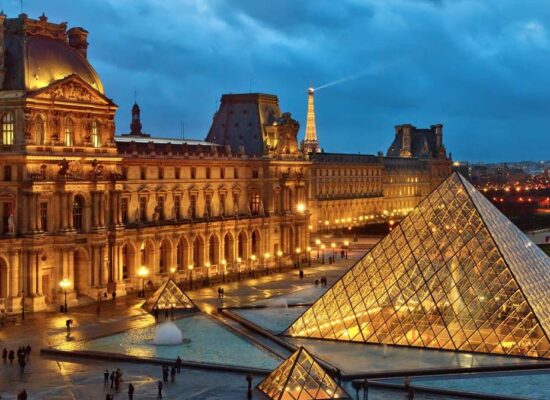 history of the louvre museum in paris france - Louvre Museum with glass pyramid and historical palace in Paris, France