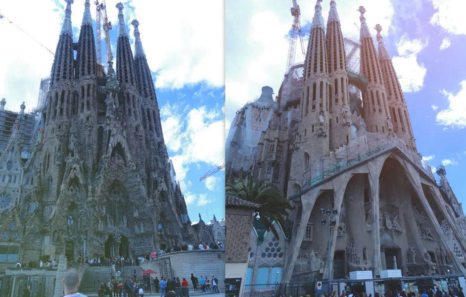 which tower is better in sagrada familia - Side-by-Side both Tower