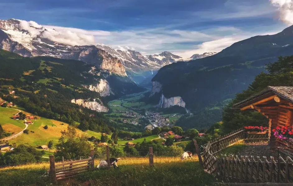 The Swiss Alps are famous for their mountainous views and beautiful lakes