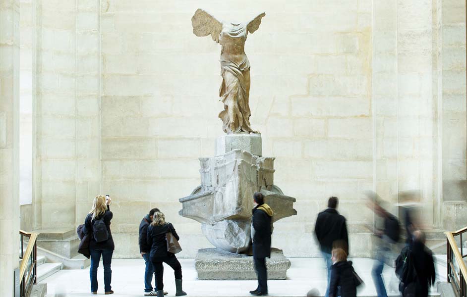 Winged Victory of Samothrace statue at the Louvre Museum