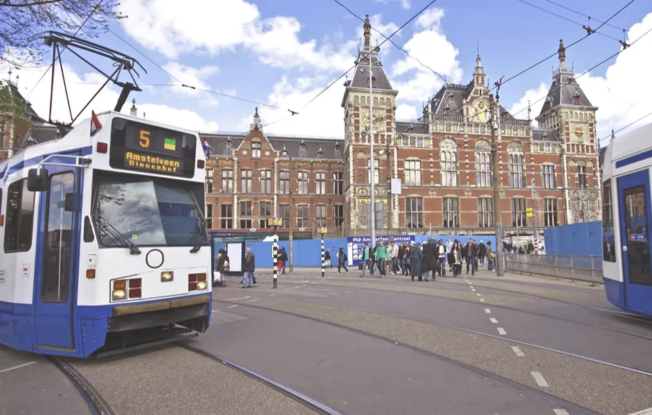 tram or bus stopping near Museumplein