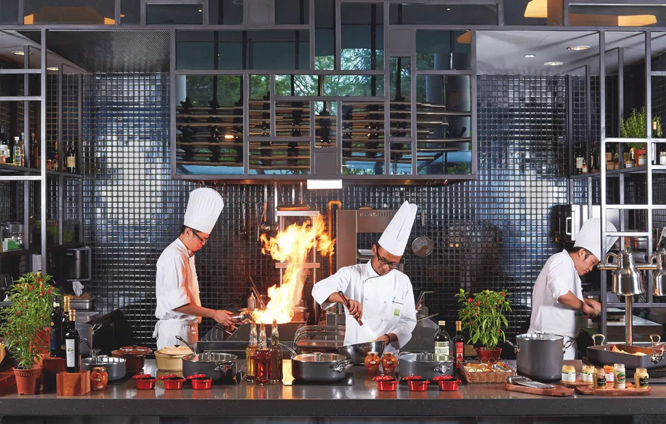 Cooking scene in Open kitchen