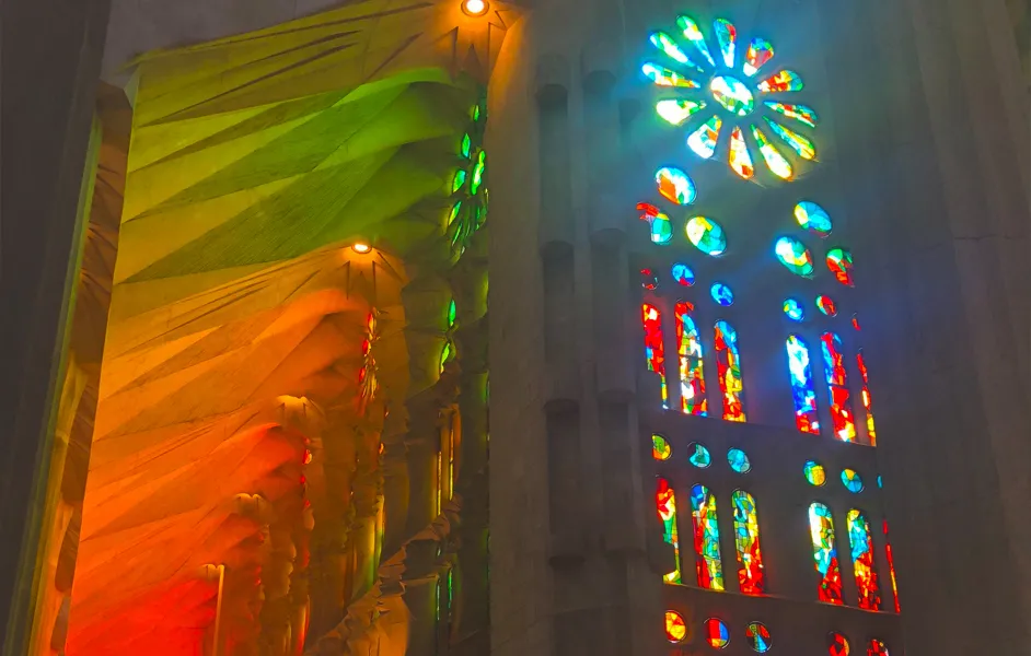 Rainbow light spilling across