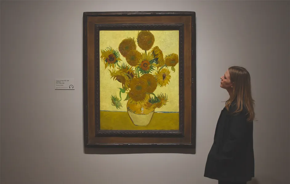 Visitors viewing Sunflowers