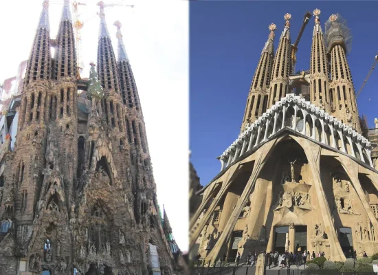 passion facade sagrada familia vs nativity facade