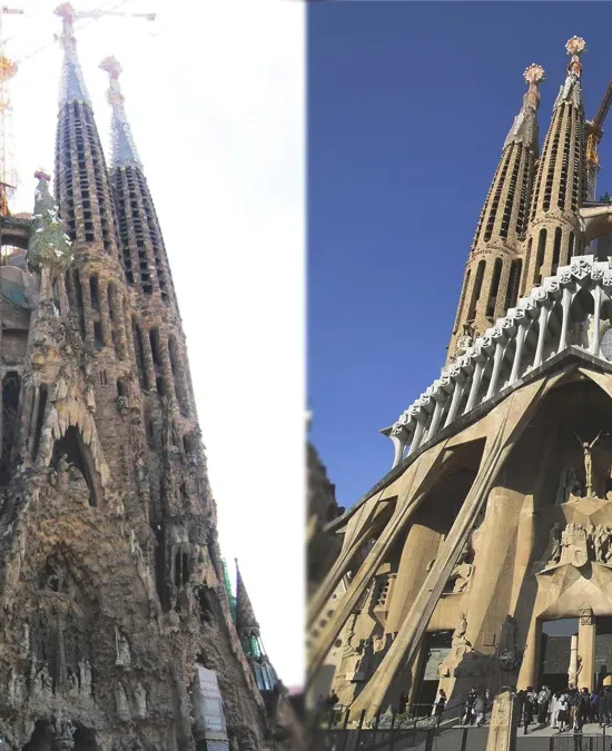 passion facade sagrada familia vs nativity facade
