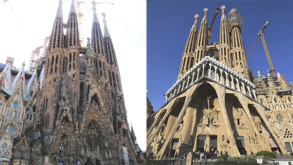 passion facade sagrada familia vs nativity facade