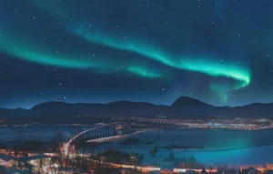 Northern Lights over Tromsø in winter