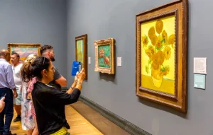 Visitors viewing Sunflowers